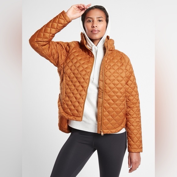 Athleta Whisper Featherless insulated nylon rust Quilted puffer Jacket size M - Picture 10 of 10